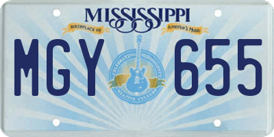 MS license plate MGY655