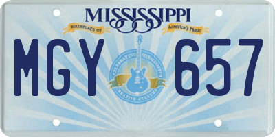 MS license plate MGY657