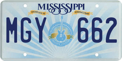MS license plate MGY662