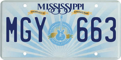 MS license plate MGY663