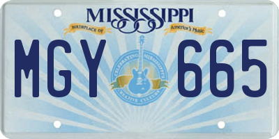MS license plate MGY665
