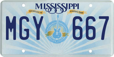 MS license plate MGY667