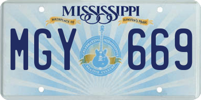 MS license plate MGY669