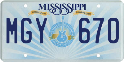 MS license plate MGY670