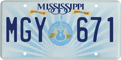 MS license plate MGY671