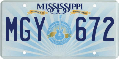 MS license plate MGY672