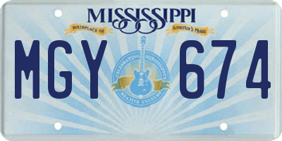 MS license plate MGY674