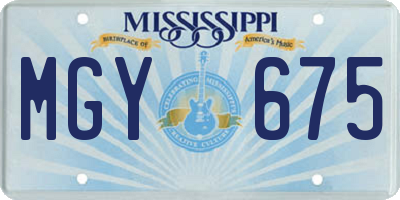 MS license plate MGY675