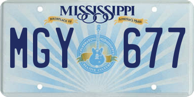 MS license plate MGY677