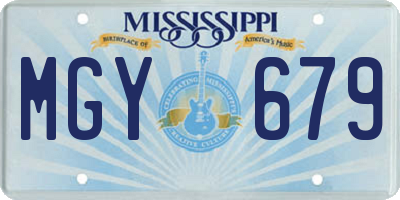 MS license plate MGY679