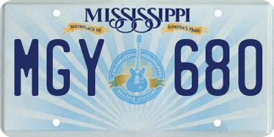 MS license plate MGY680