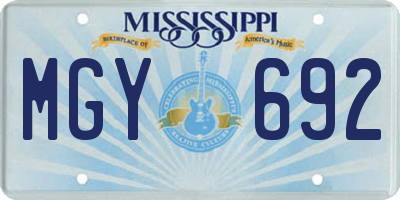 MS license plate MGY692
