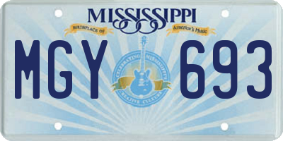 MS license plate MGY693
