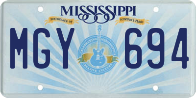 MS license plate MGY694