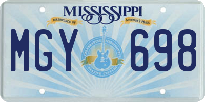 MS license plate MGY698