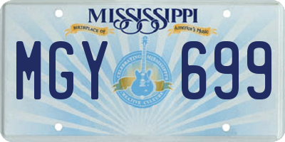 MS license plate MGY699