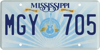 MS license plate MGY705