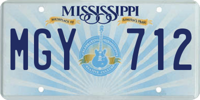 MS license plate MGY712
