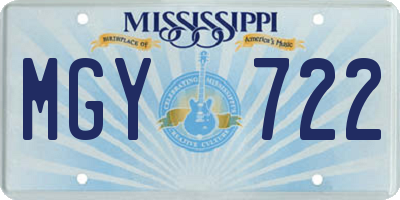 MS license plate MGY722