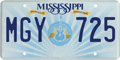 MS license plate MGY725