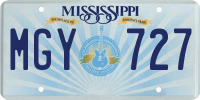 MS license plate MGY727