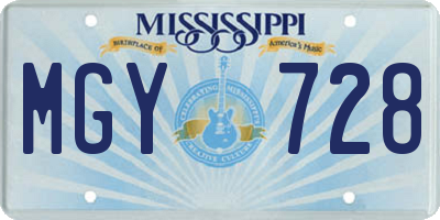 MS license plate MGY728