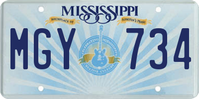 MS license plate MGY734