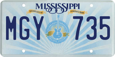 MS license plate MGY735