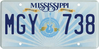 MS license plate MGY738