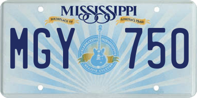 MS license plate MGY750