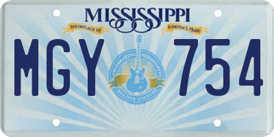 MS license plate MGY754