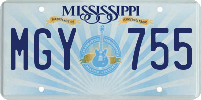 MS license plate MGY755