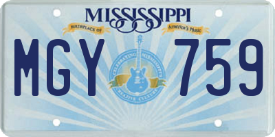 MS license plate MGY759