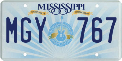 MS license plate MGY767
