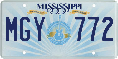 MS license plate MGY772
