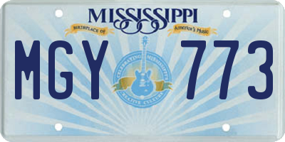 MS license plate MGY773