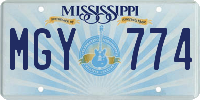 MS license plate MGY774