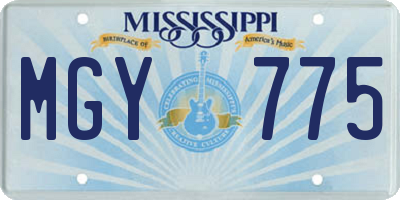 MS license plate MGY775