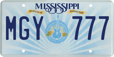 MS license plate MGY777