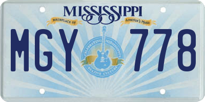 MS license plate MGY778