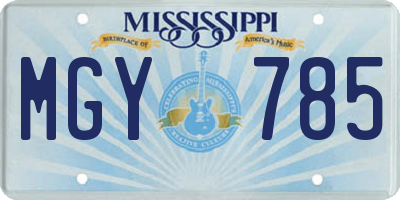 MS license plate MGY785