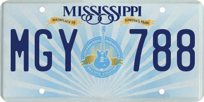 MS license plate MGY788