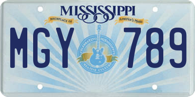 MS license plate MGY789