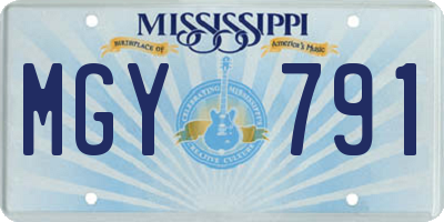 MS license plate MGY791