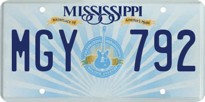 MS license plate MGY792