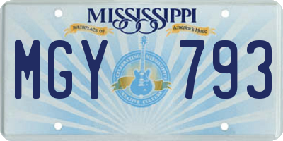 MS license plate MGY793