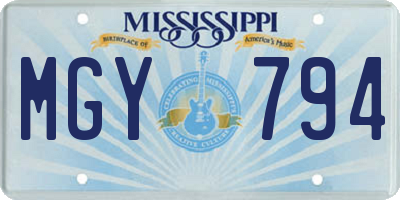 MS license plate MGY794