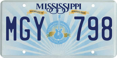 MS license plate MGY798