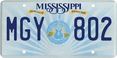 MS license plate MGY802
