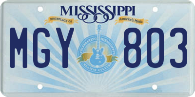 MS license plate MGY803